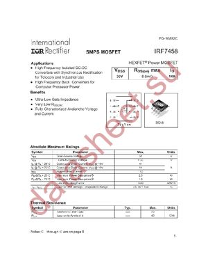 IRF7458PBF datasheet  